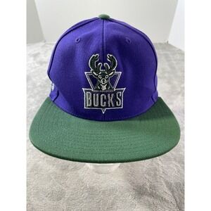 Milwaukee Bucks NBA Mitchell Ness Hat Cap Snapback Purple Green Adjustable